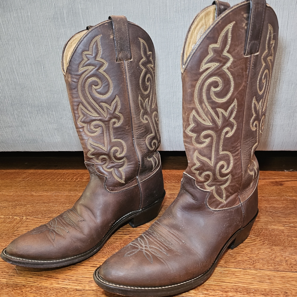 Justin Bay Apache Leather Cowboy Boots 10 D 2253
